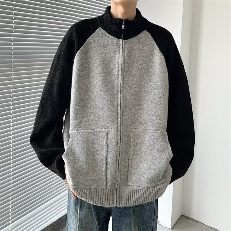 高质量针织开衫男女韩版潮流拼色宽松百搭2025冬ins毛衣MZ638-P66,男装针织衫/毛衣,星座412-3