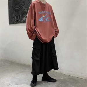 时尚印花打底衫情侣2023新款圆领T恤长袖上衣宽松男 NQY594TP20图片