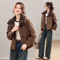 现货25冬新款麂皮绒加厚毛毛外套衣珂纱朗2D044-811-P175-K265，女装派克服，衣珂纱朗
