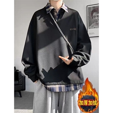 【003】5加绒加厚翻领长袖POLO衫男宽松休闲运动卫衣A079-A86-P42，男装Polo衫，电商A079