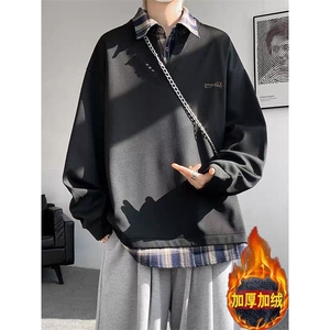 【003】5加绒加厚翻领长袖POLO衫男宽松休闲运动卫衣A079-A86-P42图片