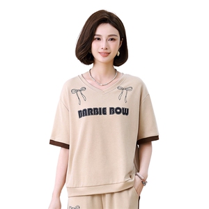 时尚宽松短袖T恤女夏季新款韩版百搭显瘦V领上衣休闲学生装图片