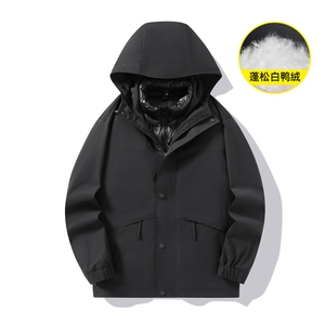Y5961-P238 S-6XL90白鸭绒 情侣冬季户外可脱卸三合一羽绒服图片
