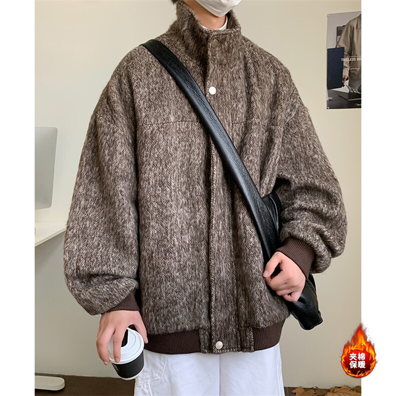冬季毛呢外套D7018-TP115188休闲百搭立领夹棉保暖上衣男女,男装棉衣,电商A102