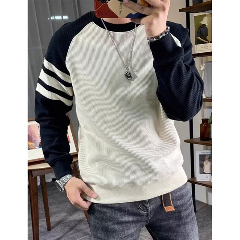 竖条拼接撞色卫衣秋冬季新款男士长袖圆领套头休闲卫衣W8259,男装卫衣,星座1116A（原606A-3）