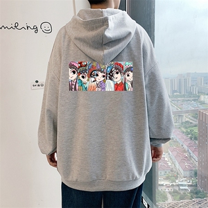 KS21250-P38 京剧脸谱风连帽开衫卫衣男运动外套大码班服图片