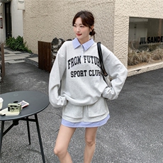 【新品】套装~假两件字母卫衣短裙两件套28613-P169-K278，女装套装/套裙，2B076