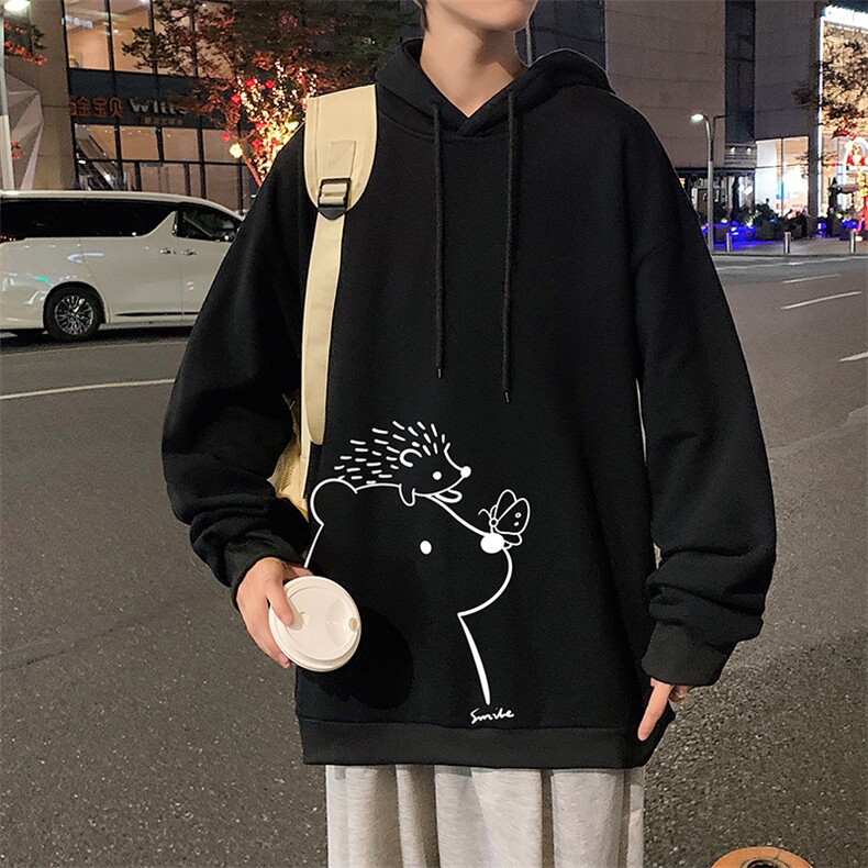 WY2166-P35加绒款-P40纯棉连帽卫衣男大码运动帽衫宽松薄外套男,男装卫衣,电商A040