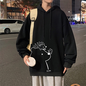 WY2166-P35 加绒款-P40 纯棉连帽卫衣男大码运动帽衫宽松薄外套男图片