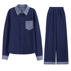 时尚简约大方气质优雅收腰显瘦休闲修身百搭牛仔两件套年秋季，女装套装/套裙，梦依杭