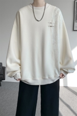 新中式金属盘扣重磅圆领卫衣大码拼接长袖套头上衣外套WY5115/P58，女装短外套，电商B238