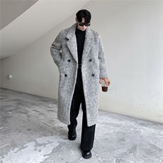 港风长毛马海毛财阀灰西装大衣加厚羊毛大衣YM77717P210控298，男装西服套装，星座227-7