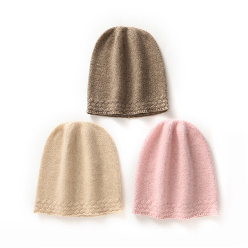 2025春季新款100纯山羊绒帽女休闲百搭款加厚保暖羊绒针织包头帽，帽子，戎咖羊绒