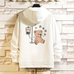 JK65194-P45 连帽夹克男大码胖子棒球服上衣外套 砖墙挂拍图片