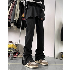 牛仔裤~~基础款伐木裤 裤脚拉链微喇休闲裤8 XZ502-K700-P55 控79图片