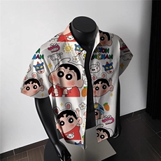 W478-P32复古vintage花衬衫短袖夏威夷海边高级感小众宽松衬衣，男装T恤，星座911-1