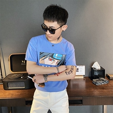 312A-1111-P35新款社会小伙短袖T恤宽松男士潮流半袖体恤A，男装T恤，星座312A-5