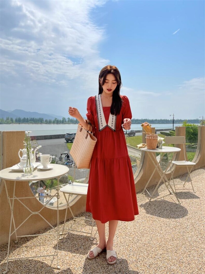 PANDLI超美的它简直太好看’太有感觉了‘领口绣花拼接设，女装，潘大利