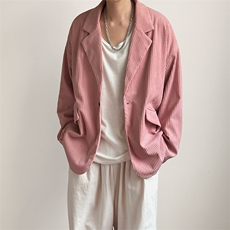 现货-春季新品潮牌设计感西装外套宽松痞帅休闲西服-AZ2430-P95，男装西服套装，电商A351
