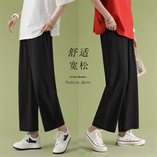 夏季新款中性直筒宽松九分裤潮流冰爽休闲裤2023年2025-特批20，女装休闲裤，星座718-1