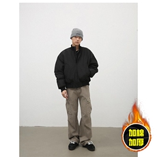 现货冬季美拉德立领飞行夹克廓形高街棒球服加棉加厚棉衣外套，男装夹克，电商A486-1