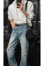 抖音假两件双层设计小众防嗮长袖衬衫男CS895-P55(网图参考），男装衬衫，电商B267