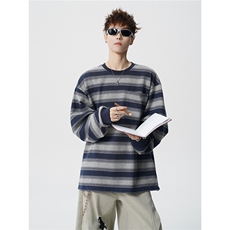 5XL-M日系复古做旧长袖海魂衫男条纹工装卫衣男WY51-P70，男装工装外套，电商D206-1