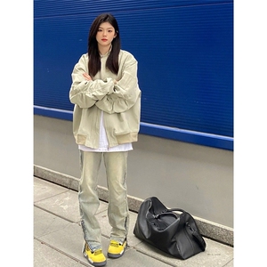 飞行员夹克垫肩短款外套男春秋款工装潮牌痞帅美式高街棒球服图片