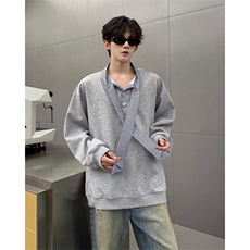 现货WY10145-特P48加绒P55秋冬设计感宽松大码卫衣男上衣外套，女装短外套，电商A059