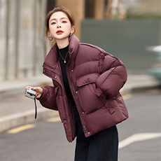 红时尚短款羽绒服女2025冬季新款高级感立领保暖白鸭绒外套，女装羽绒服，沐七七