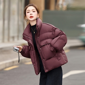 红时尚短款羽绒服女2025冬季新款高级感立领保暖白鸭绒外套图片