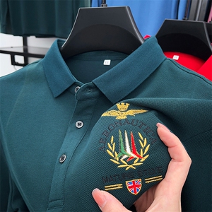 纯棉刺绣polo衫男长袖春秋潮流2023新款商务休闲男士翻领t恤上衣图片