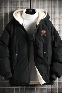 MY16237-P100 加厚加绒连帽衣男大码服男面包服男 网格挂拍图片