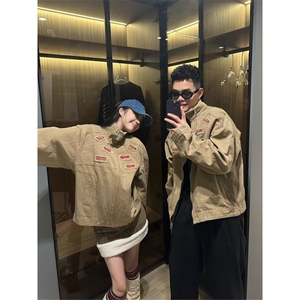24美式小众设计翻领夹克男女款复古宽松百搭休闲外套-NC41-网络图图片
