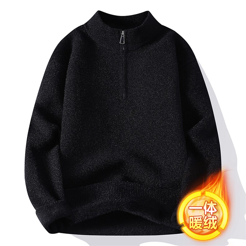 加绒毛衣男秋冬休闲半高领拉链纯色针织衫毛衣M270-P63,男装针织衫/毛衣,星座310B-3