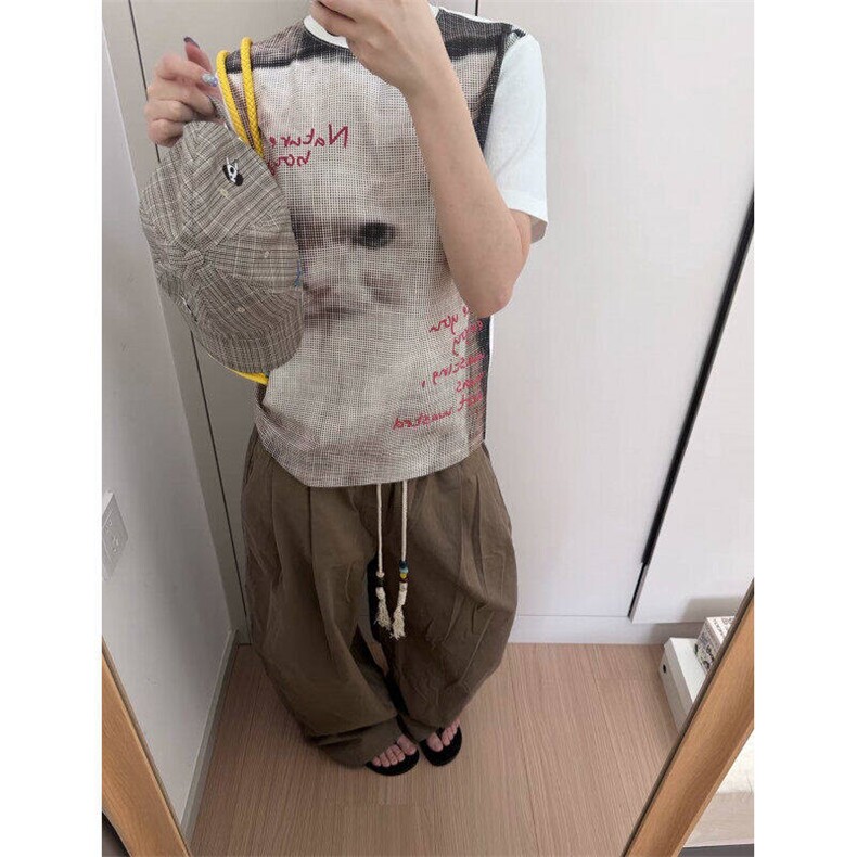 美式高街涂鸦猫咪满印短袖t恤男夏季五分袖TX7306-P35,男装T恤,星座1007（原301D）
