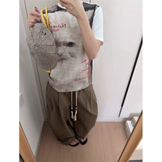 美式高街涂鸦猫咪满印短袖t恤男夏季五分袖TX7306-P35，男装T恤，星座1007（原301D）