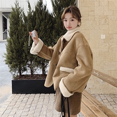 冬装新品加绒加厚复古美拉德皮毛一体浙宝208-8059-P180K268，女装羊羔毛/颗粒绒，浙宝208