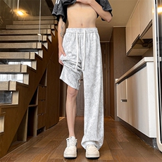 休闲裤男夏季新款港风宽松冰丝阔腿裤CK2116-特P35，男装休闲裤，星座214-3