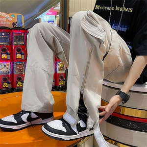 新款ins夏季高街工装裤宽松直筒裤脚拉链休闲裤男女潮K2965-p43图片