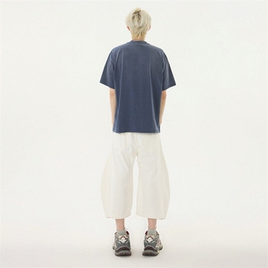 松弛感夏季街头水洗弯刀七分裤男女牛仔裤宽松裤子潮流YD705-P60图片