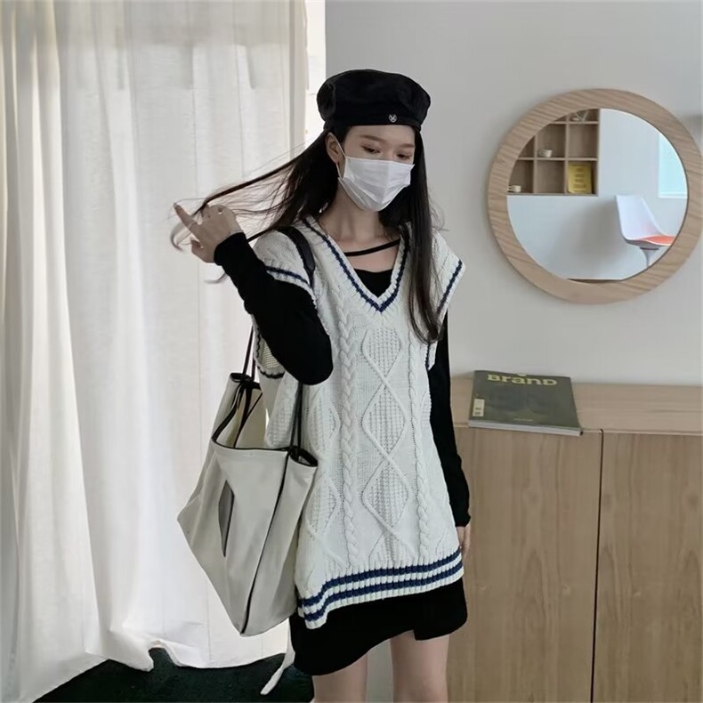 春秋季v领花毛衣马甲男女同款日系宽松坎肩针织背心W5088-P45,男装针织衫/毛衣,星座512-3