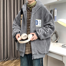 冬上新港风加绒加厚百搭棉衣羊羔绒连帽外套男女992-P110控价158，男装棉衣，电商A441-1