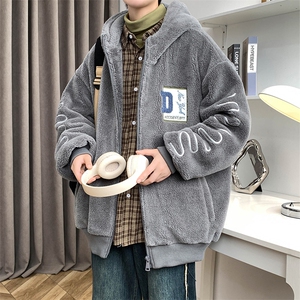 冬上新港风加绒加厚百搭棉衣羊羔绒连帽外套男女 992-P110控价158图片