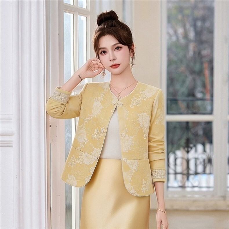 新中式G风外套女2026春季新款复古刺绣提花设计感时尚气质外套,女装西装,火爆靓佳人