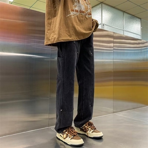 牛仔裤男秋冬季高街直筒复古潮流长裤美式街头工装裤NK2431-P48图片
