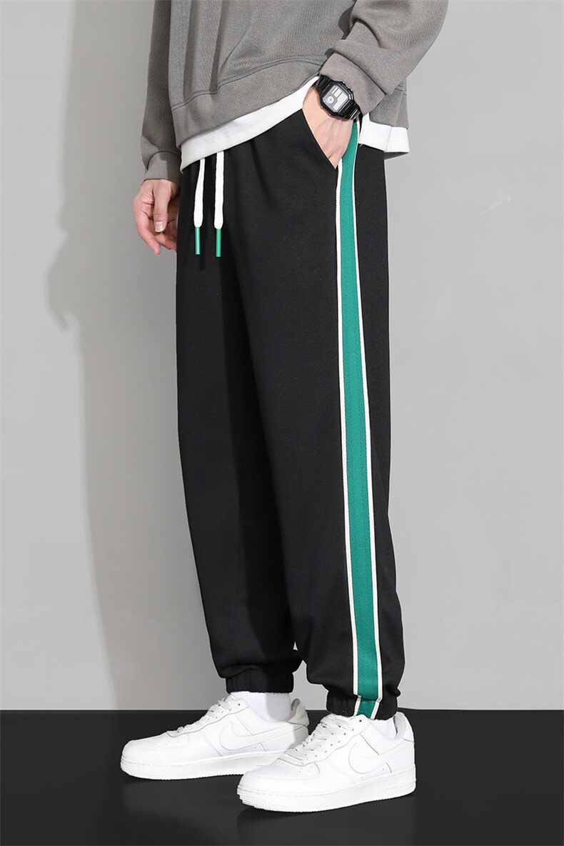 2023新款卫裤男美斜纹新面料织带拼接宽松束脚休闲裤A6686-P37,男装休闲裤,电商A178