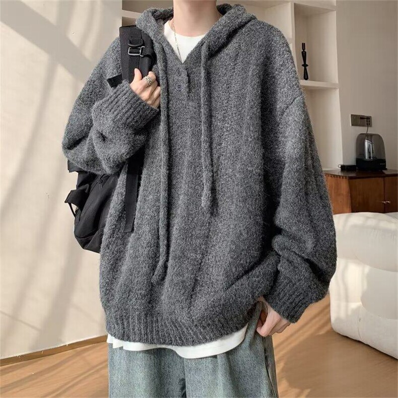 2024新款高品质学院风麻花套头连帽毛衣宽松加厚潮现货W8524-P70,男装针织衫/毛衣,星座512-4
