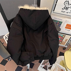 现货高品质美式高街冬季重磅硬挺短款座山雕毛领棉衣男女加厚外套，男装棉衣，电商A486