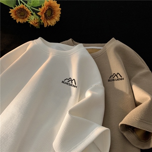 夏季新款小山印花华夫格短袖T恤M~5XL平铺 XZ604-DT407-P25控38图片
